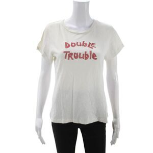 Re/Done Womens White Crew Neck Graphic Quote T-Shirt Cotton Size L
